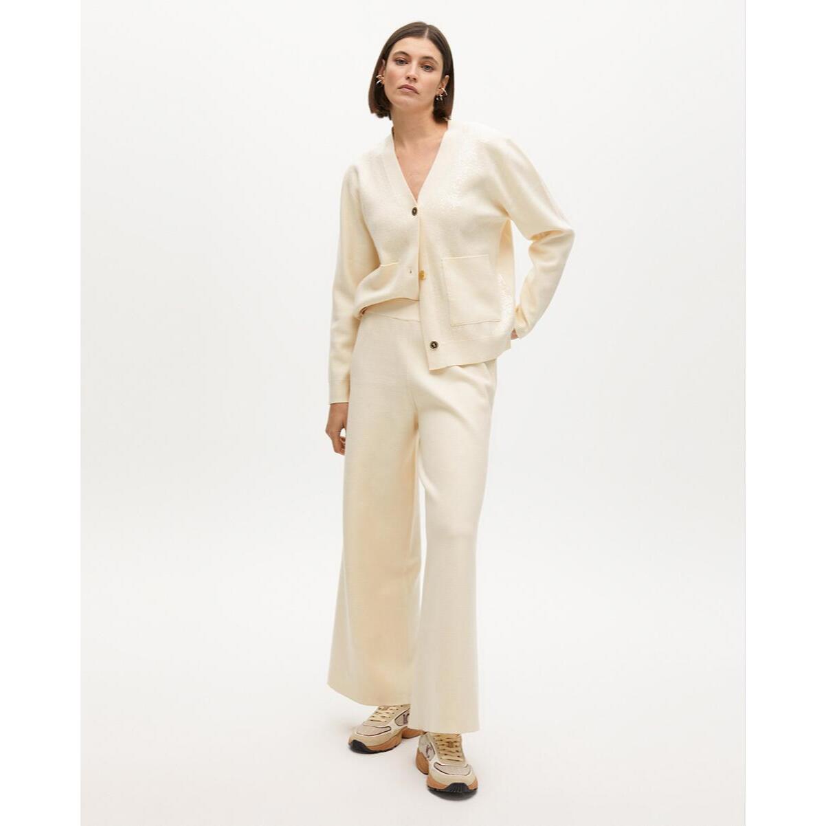 Pantaloni in maglia con paillettes laterali