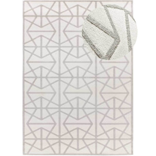 FLORA Alfombra geomÃ©trica con relieve en tonos blanco y gris, varias medidas disponibles