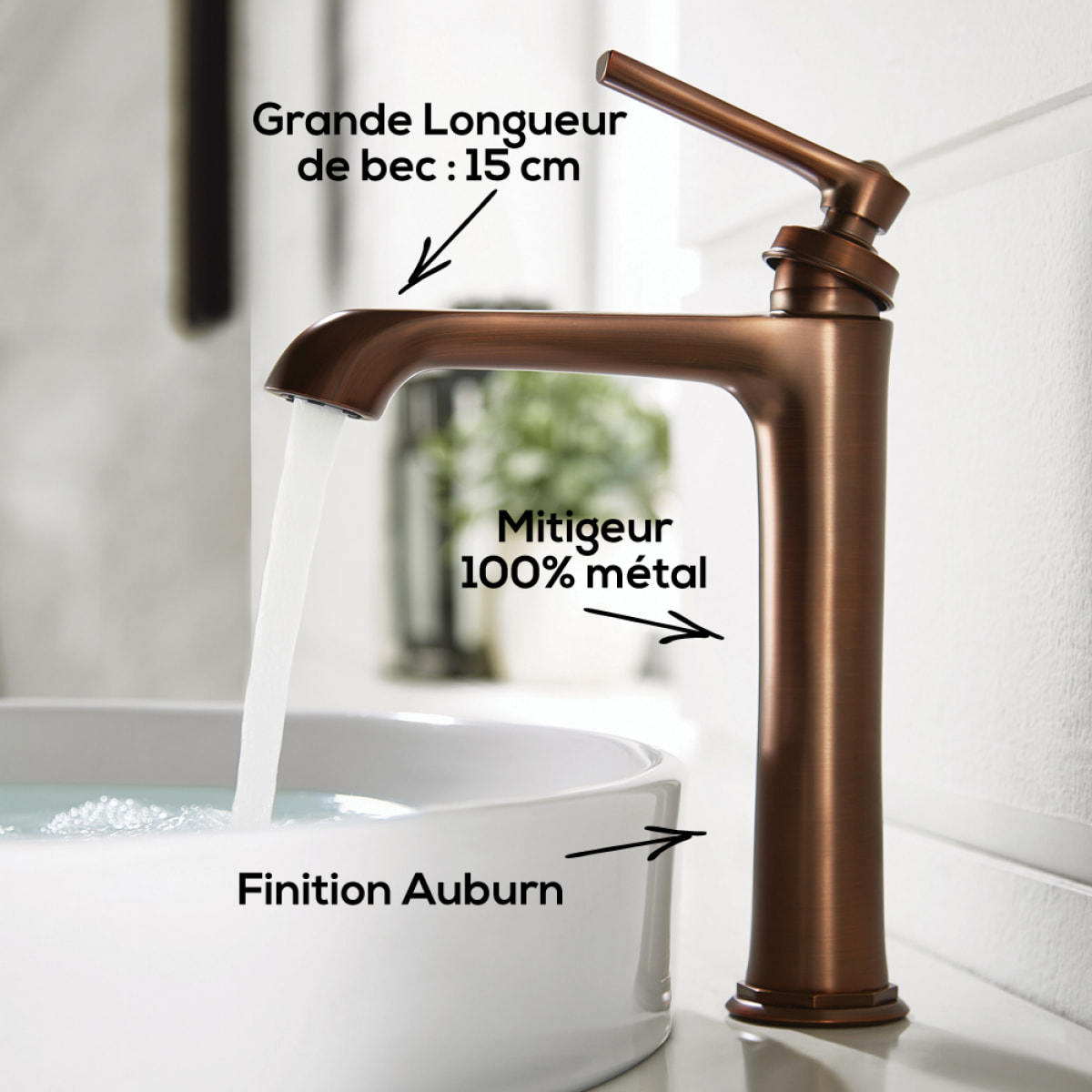 PAINI Mitigeur retro lavabo haut Lady's 180 Auburn