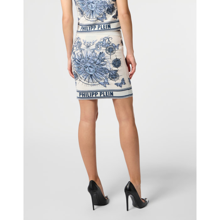 PHILIPP PLEIN Knitted Mini Skirt Butterfly Tattoo