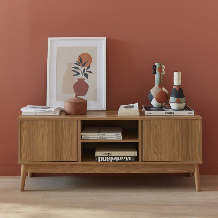 Meuble TV décor bois 2 portes 120cm DUNE