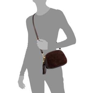 Aliminusa bolso bandolera Mujer. Piel auténtica Gamuza y Dollaro.