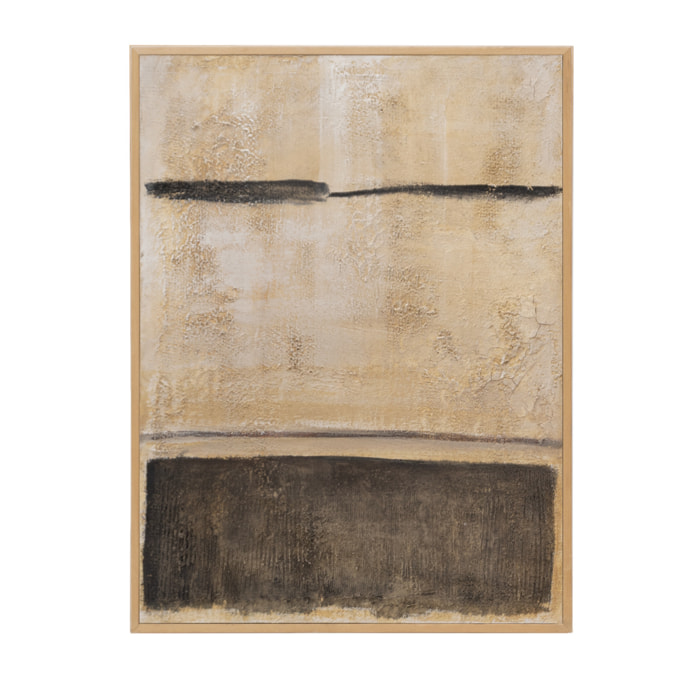 Cuadro beige y negro decorativo sobre algodón con bastidor de madera pintado artesanalmente con pintura óleo de varias medidas