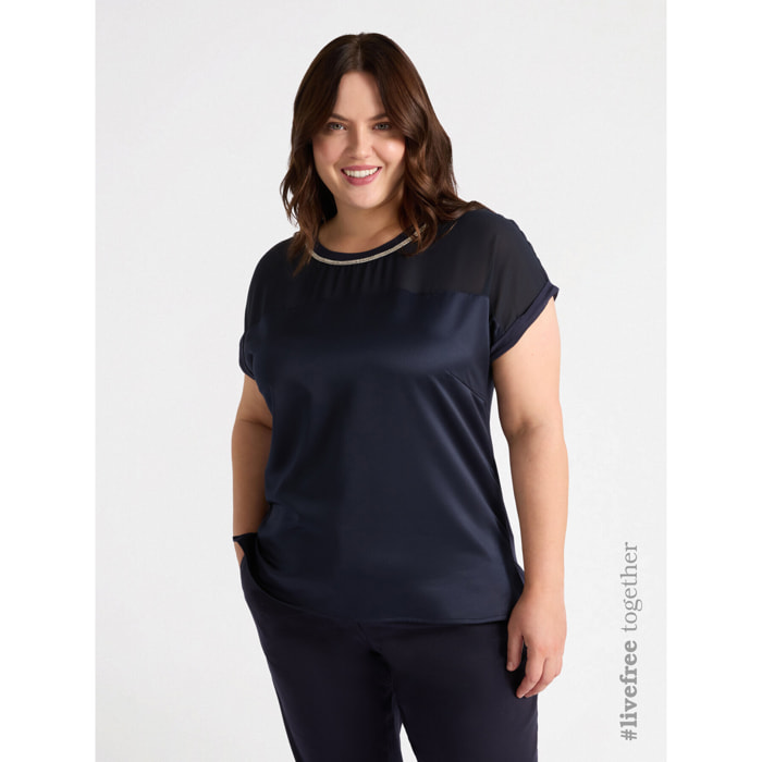 Fiorella Rubino - Top con viscosa LENZING™ ECOVERO™ - Blu