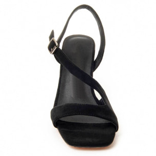 Sandalias De Tacón - Negro - Altura: 8 cm