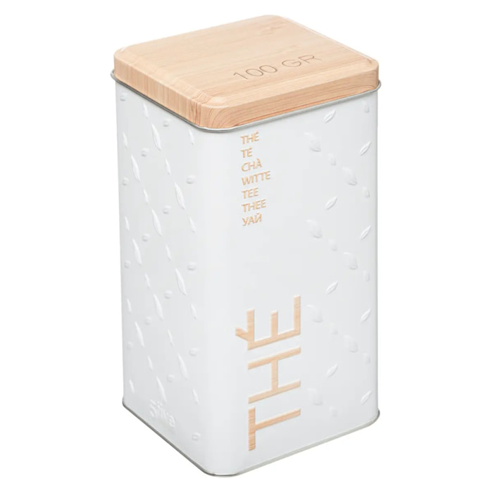 Boîte à thé vrac métal Blanc Scandi Nature