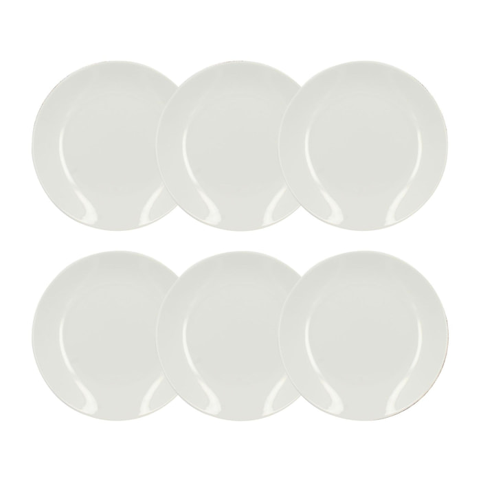 Lot de 6 assiettes à dessert en porcelaine blanche 21cm  METROPOLITAN