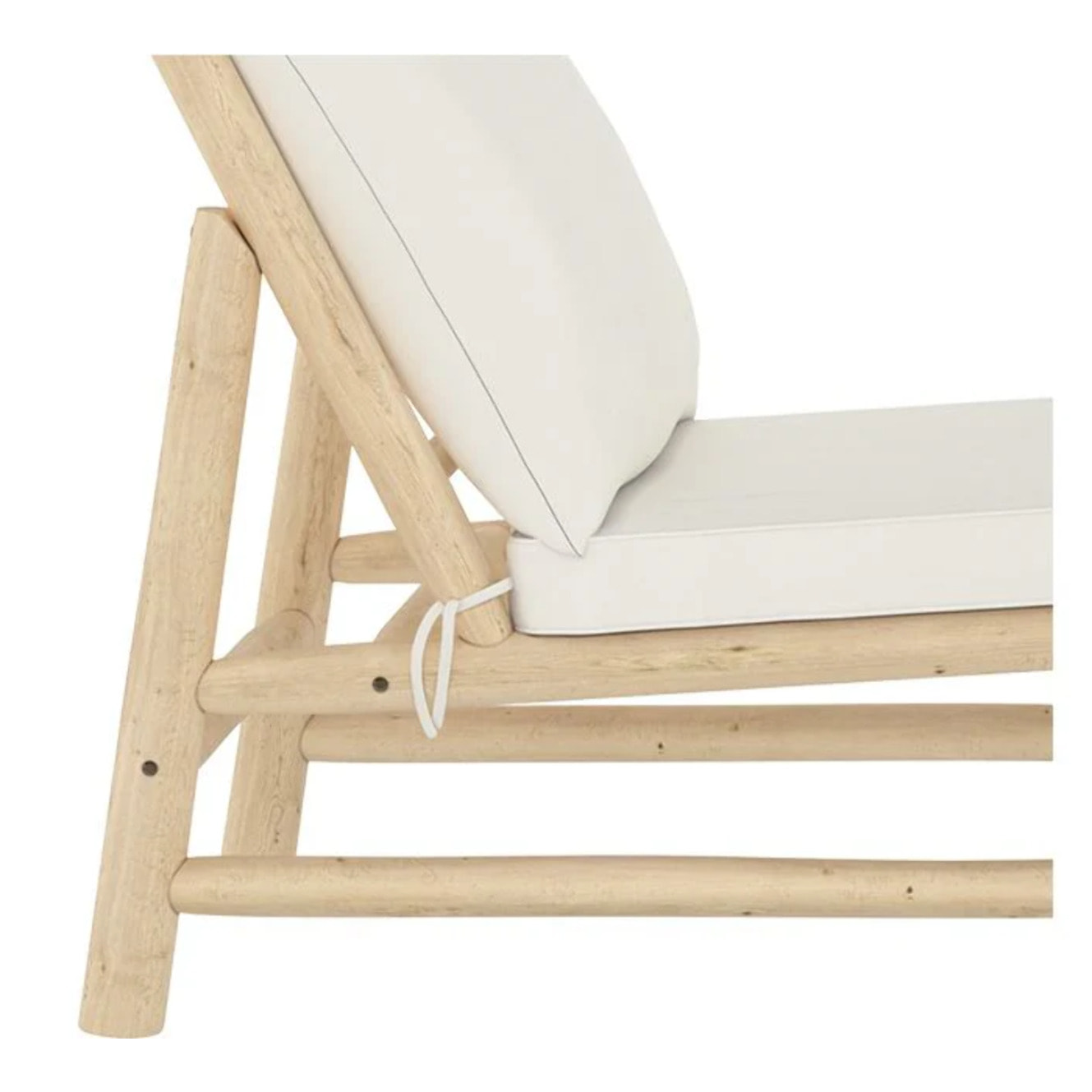 Transat en branche de teck et matelas blanc cassé - Makam