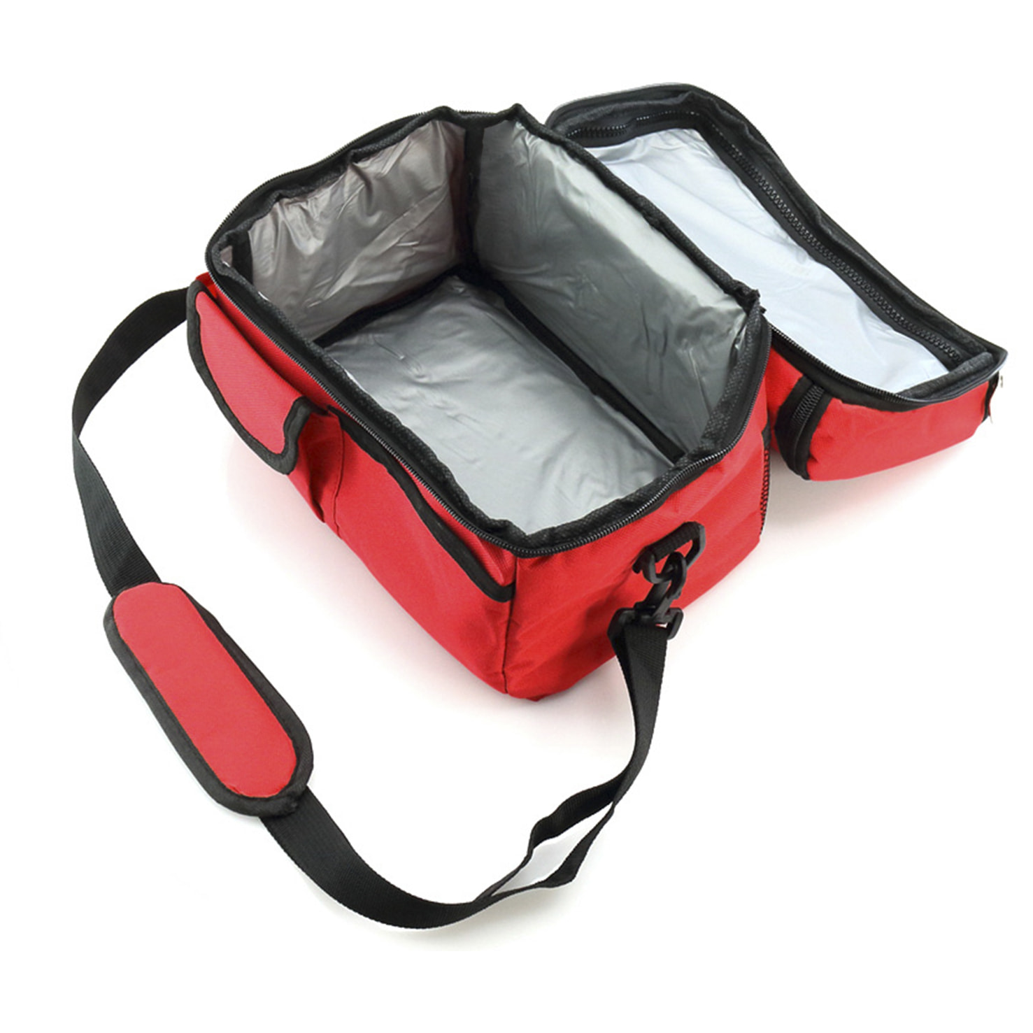 Frigorifero Bemel all-terrain in resistente poliestere 600D con molteplici tasche. Interno isotermico con finitura in alluminio.