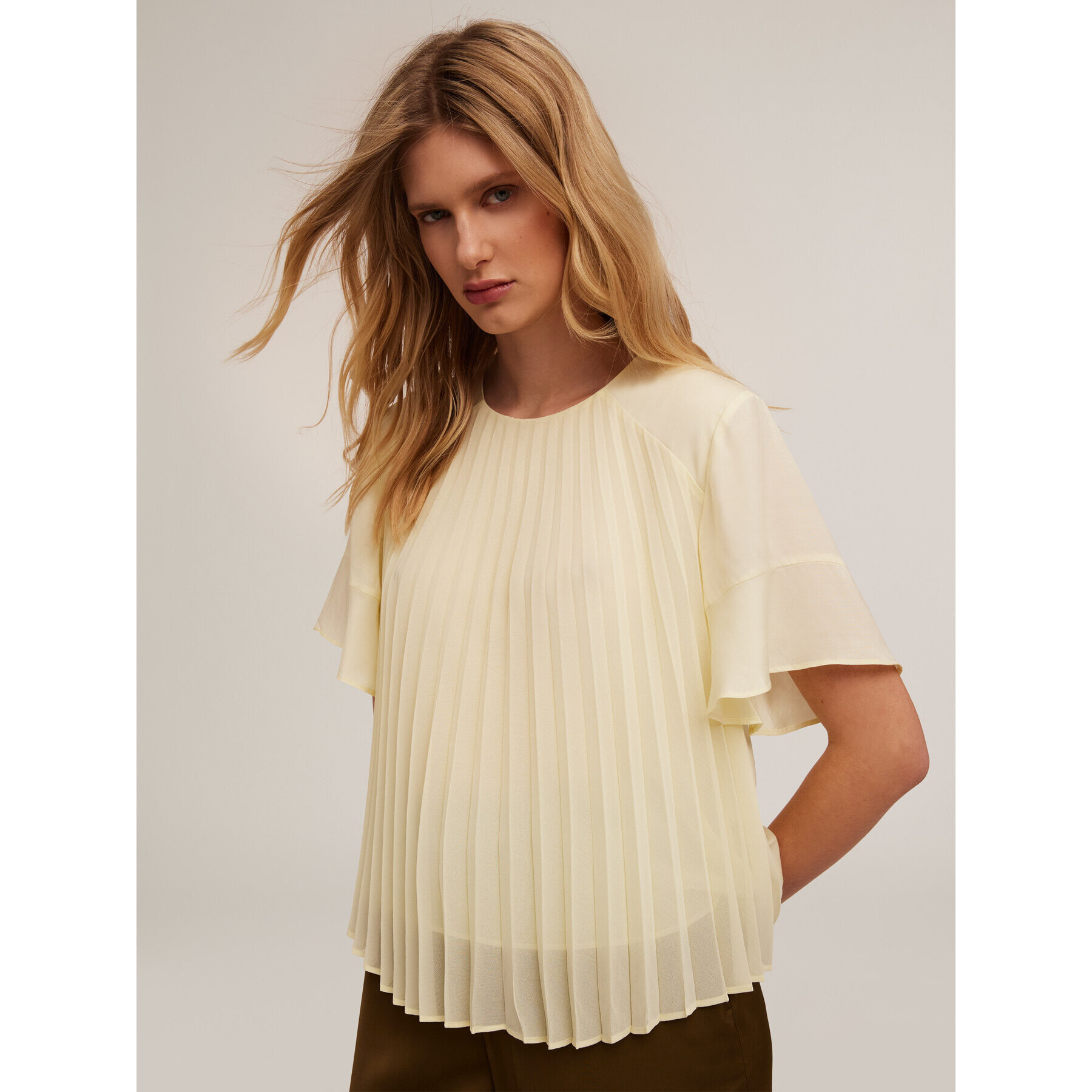 Motivi - Blusa plissé in georgette - Giallo