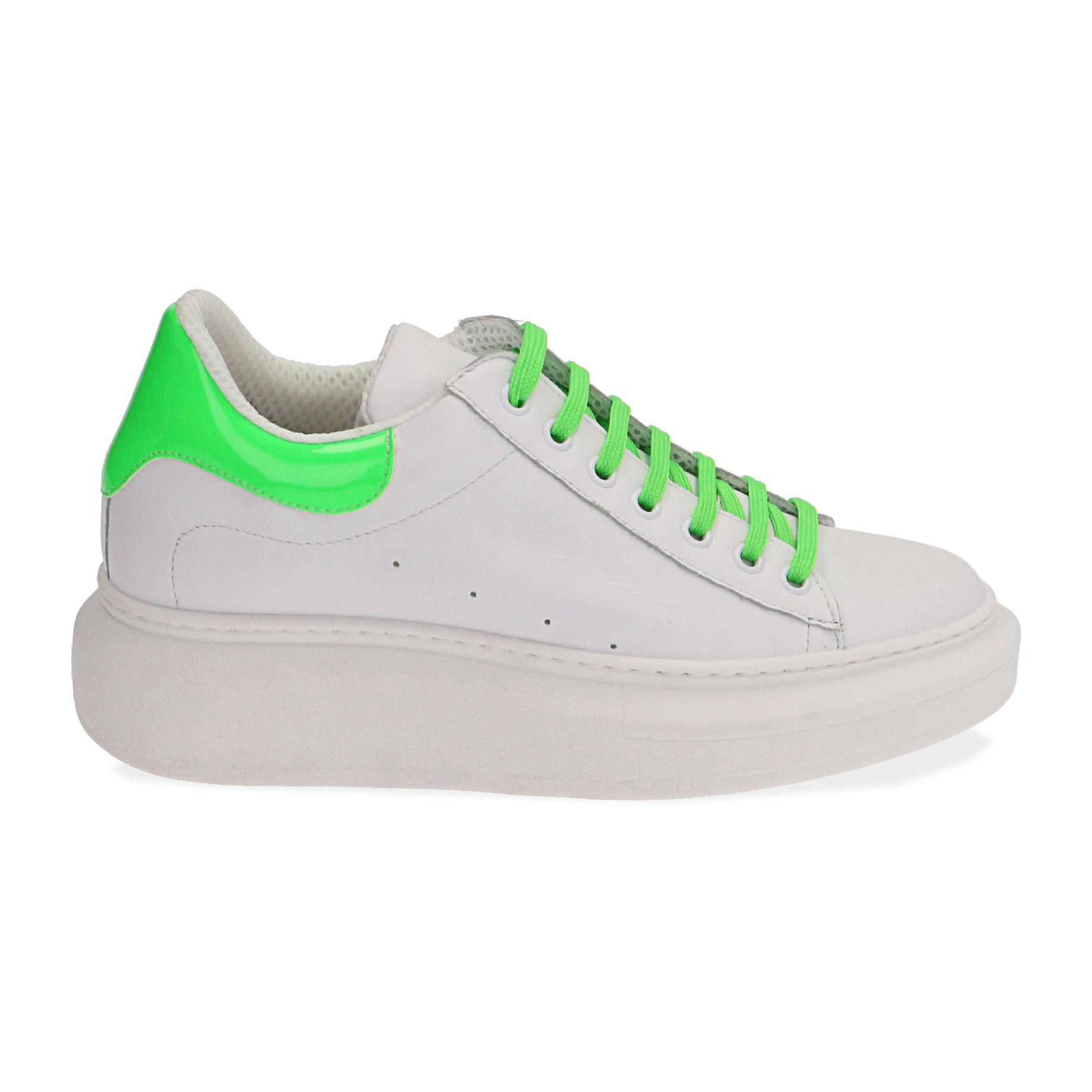 Sneakers bianco/verde in pelle