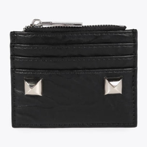 Porta carte effetto rugoso con borchie