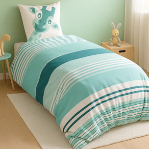 Parure De Housse De Couette 100% Coton 2pcs Louma - Bleu Canard