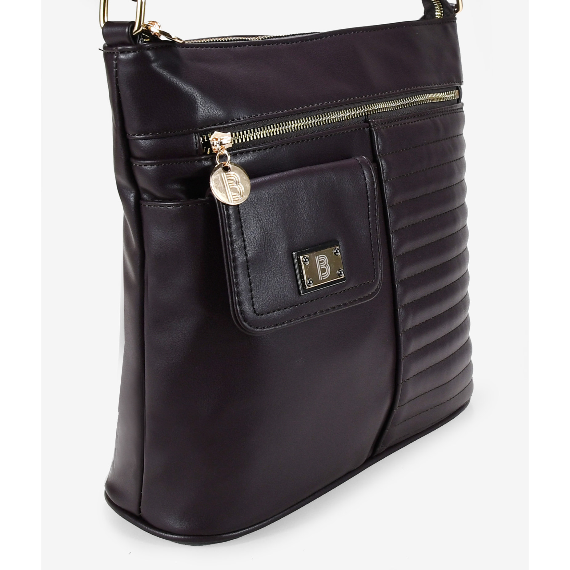 Bolso bandolera marrón con bolsillos