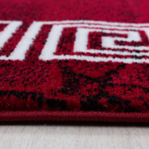 PLUS - Tapis à poils courts style grec rouge - PLU8009ROU