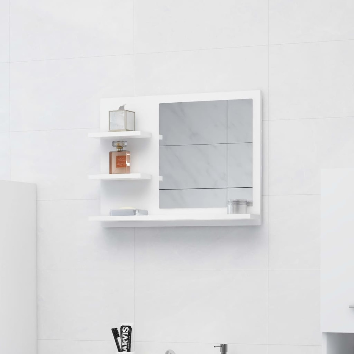 Miroir de salle de bain avec rangements - Blanc