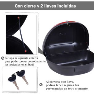 Baúl de Moto Universal 52L con LLaves y Accesorios Topcase Caja de Moto