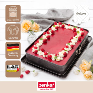Moule à charnière rectangulaire en acier émaillé et sa spatule 42 x 29 cm Zenker Deluxe