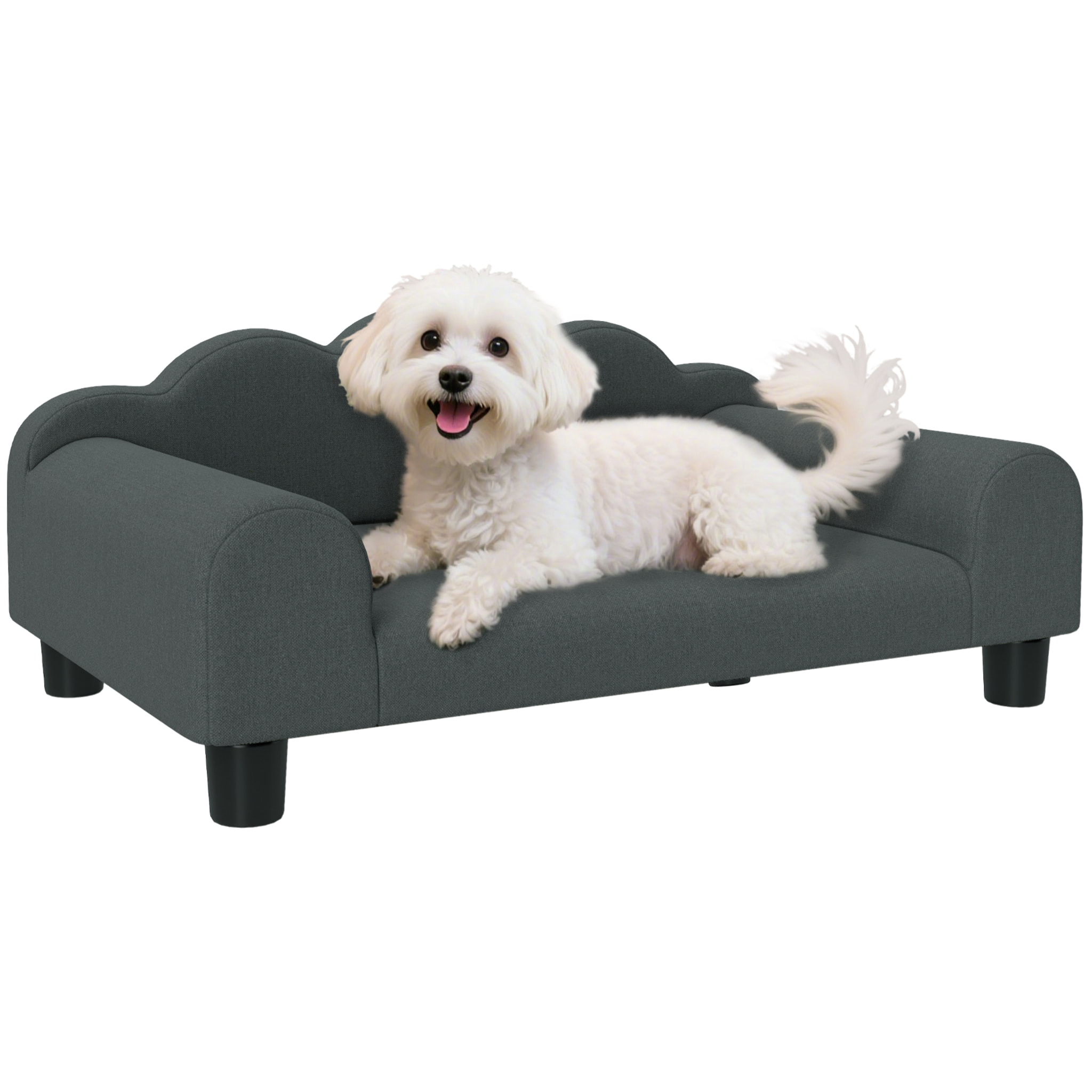 Canapé chien lit pour chien chat design contemporain coquillage dim. 66L x 42l x 28,5H cm gris