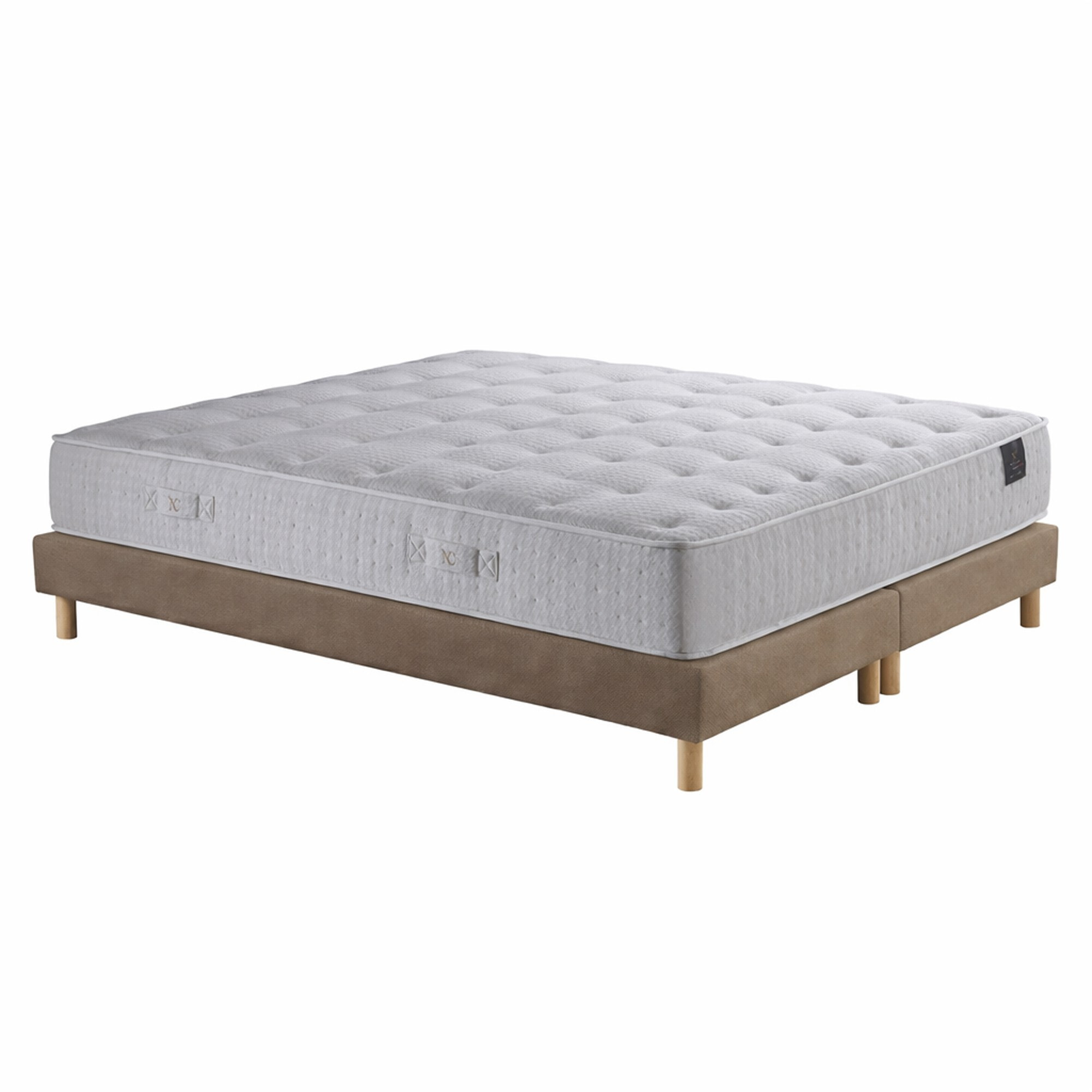 Ensemble matelas ressorts ensachés HÉCATE 2, H26 cm, sommier taupe
