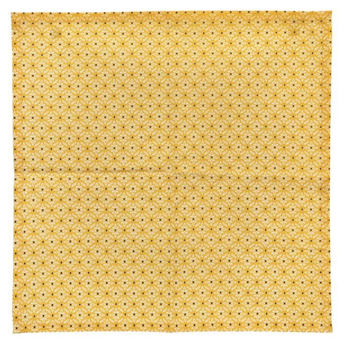 Lot de 4 serviettes de table imprimées "Paty" - jaune ocre - coton 40x40 cm