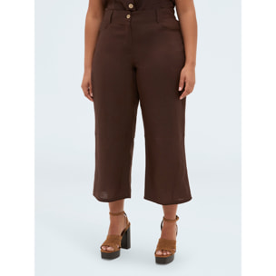 Fiorella Rubino - Pantaloni in misto lino e viscosa - Marrone