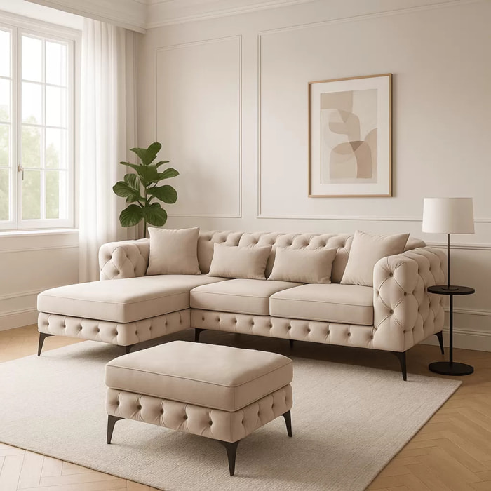 Pouf Bellissima velours beige Kare Design