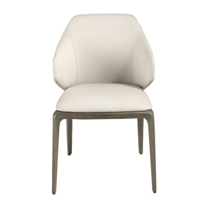 Silla Angel Cerdá con asiento y respaldo tapizados en polipiel en crema patas de madera de roble en ceniza 53x54x82cm