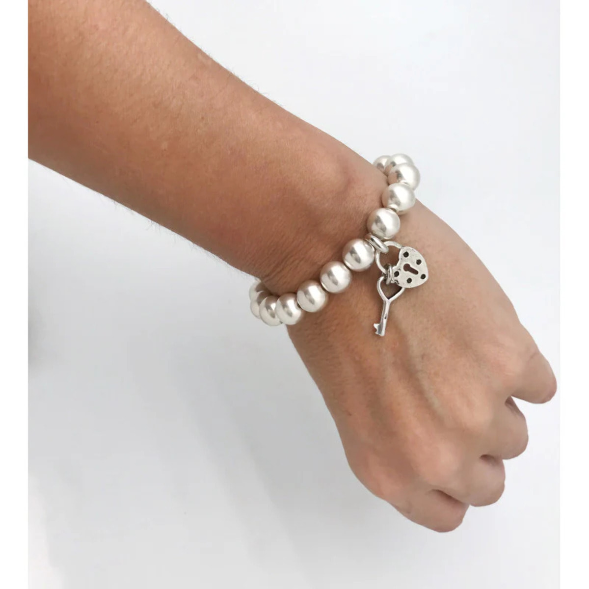 Pulsera llave y candado mini Love plata