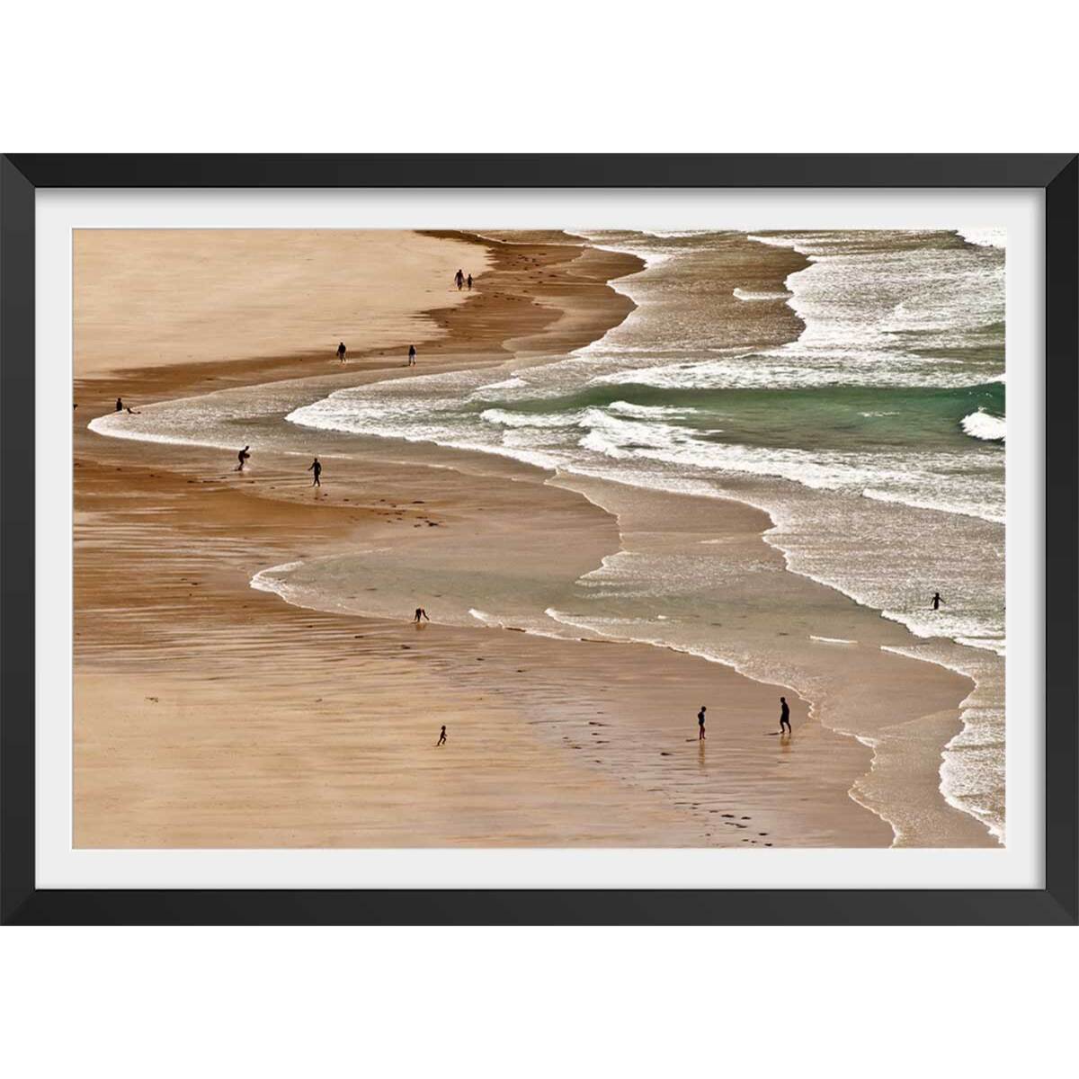 Poster bonheur vacances à la mer Affiche + cadre en bois - Noir