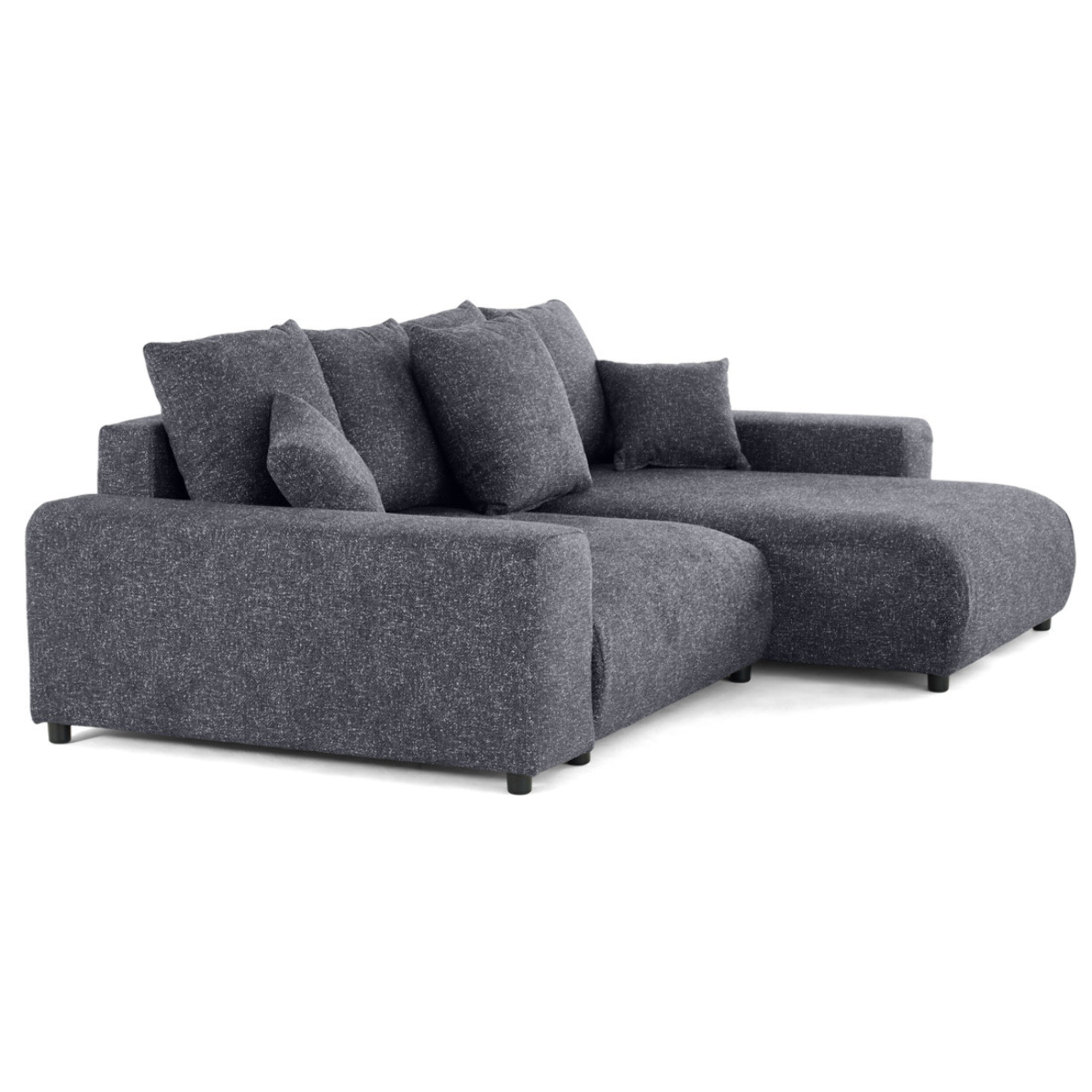 Spice - canapé d'angle réversible 4 places convertible avec coffre en tissu moucheté - Gris foncé