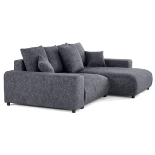 Spice - canapé d'angle réversible 4 places convertible avec coffre en tissu moucheté - Gris foncé