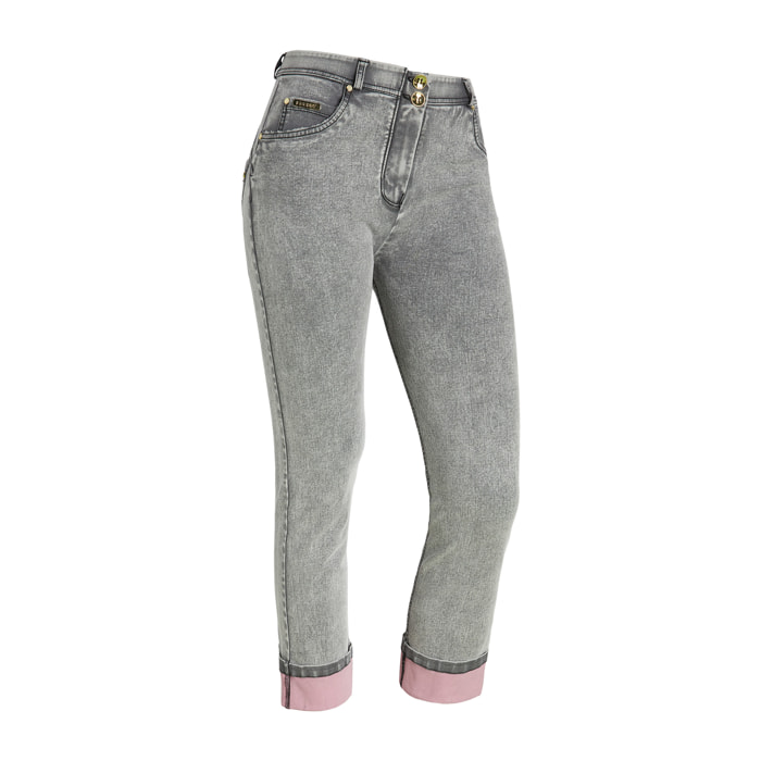 Jeans push up WR.UP® straight risvolto sul fondo a contrasto