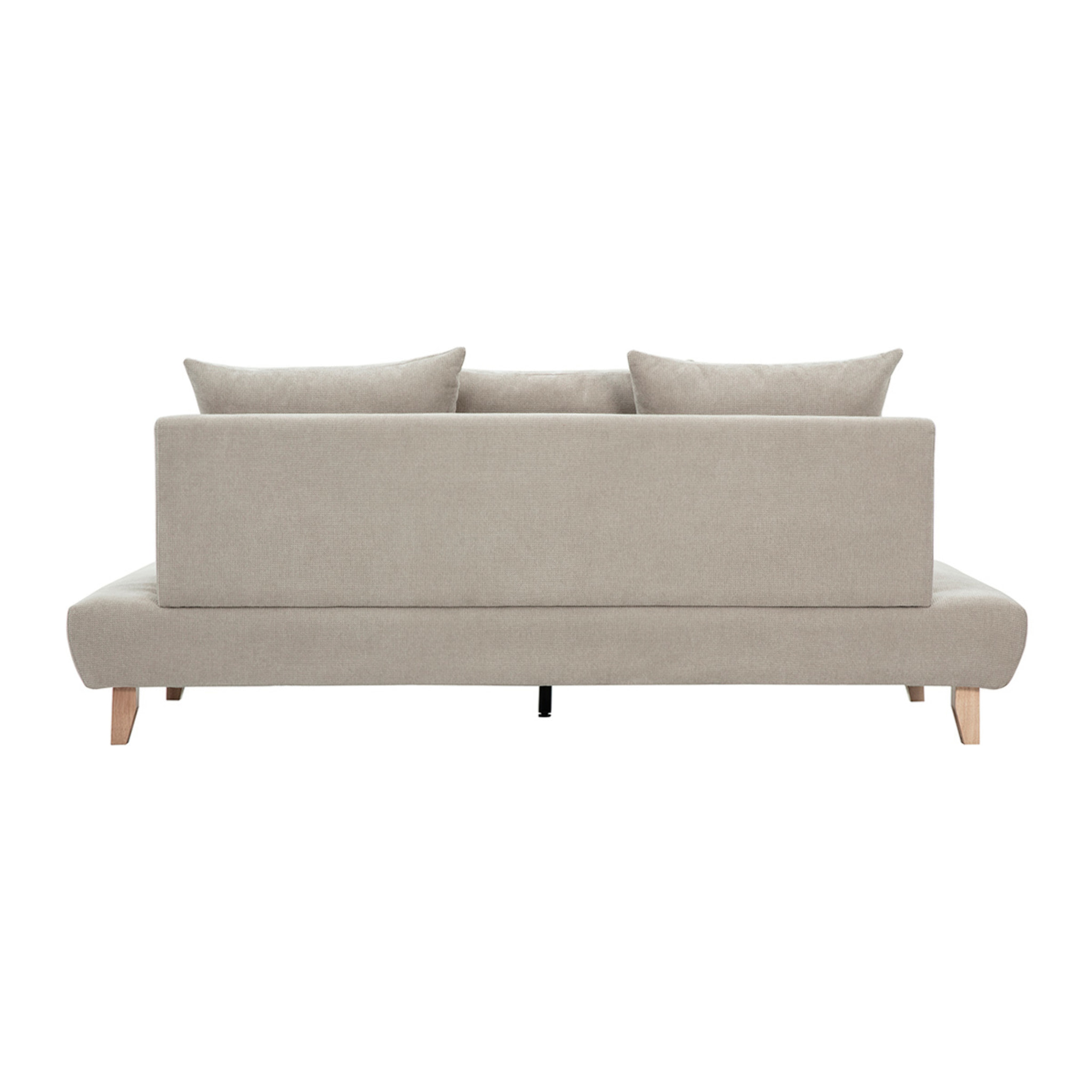 Canapé 3 places en tissu chenille beige et bois clair L201 cm BASTILLE