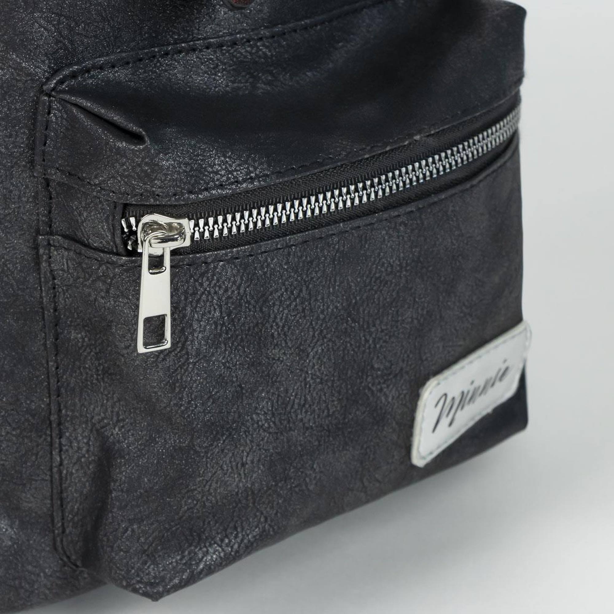 Mochila casual de minnie - color negro - 22.5x22.5x7 cm - fabricada en pu - estampado de minnie