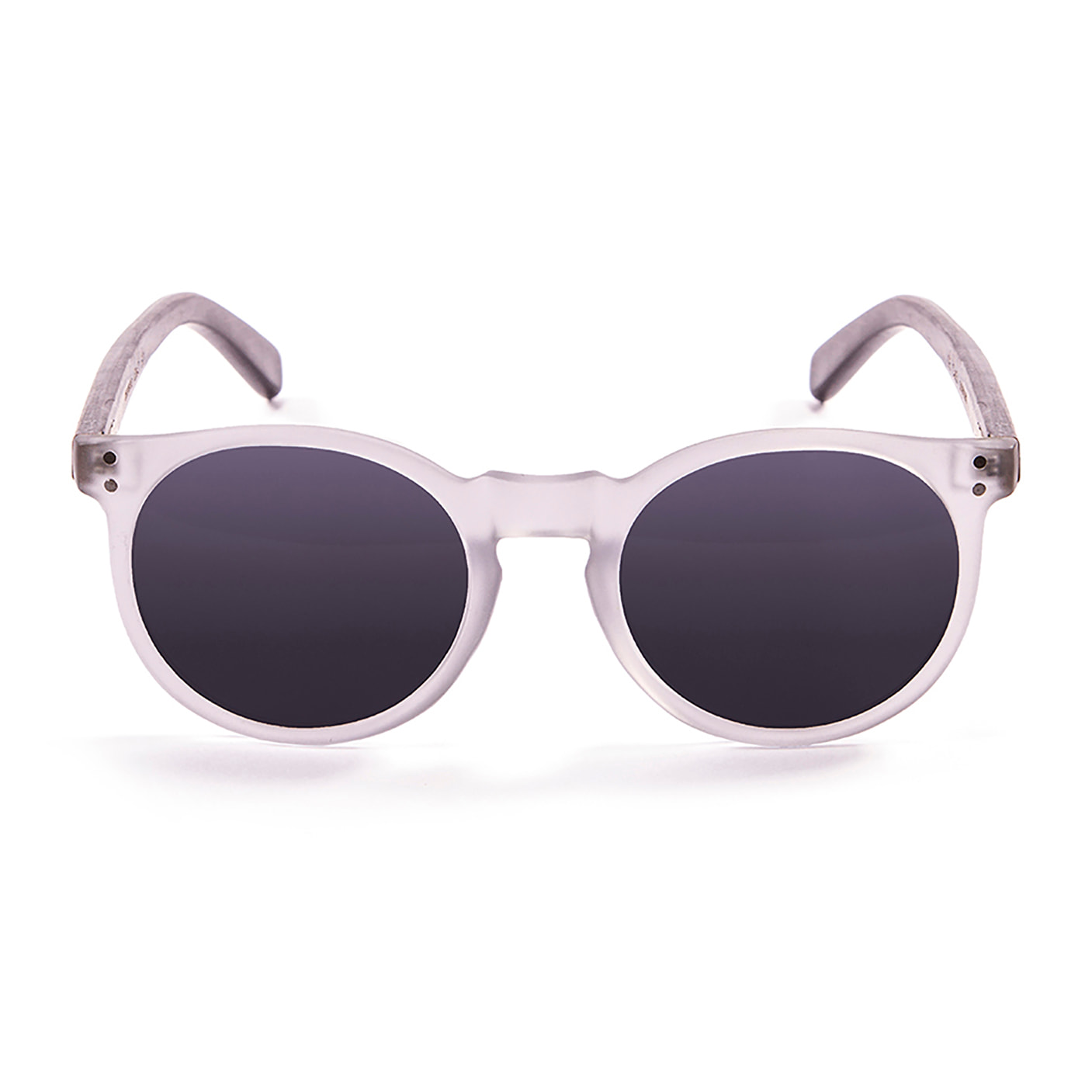 Gafas de sol OCEAN LIZARD WOOD - De brazo marrón bambú con montura transparente blanco / Ahumada