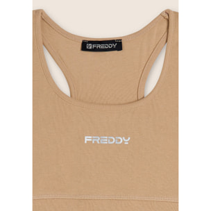 Top sportivo in heavy jersey con vogatore e fascia elastica