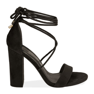 Sandali lace-up neri in microfibra, tacco 10,5 cm
