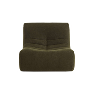 Lot de 3 fauteuils chauffeuses en bouclette texturée kaki foncé style contemporain 1 place