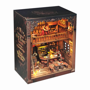 Taberna de antaño. Book Nook de madera con 247 piezas, diseño 3D realista con gran detalle, luces led y cubierta anti polvo.