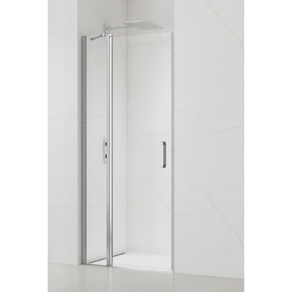 Fusion Porte de douche 100x195cm pivotante anticalcaire avec profilé chrome brillant (SATFUDP100NIKA-SET)