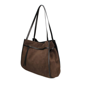 Borsa a spalla da donna Made in Italy - Modello Seraphina Elite - Pelle scamosciata - 35.0 x 35.0 x 16.0 cm