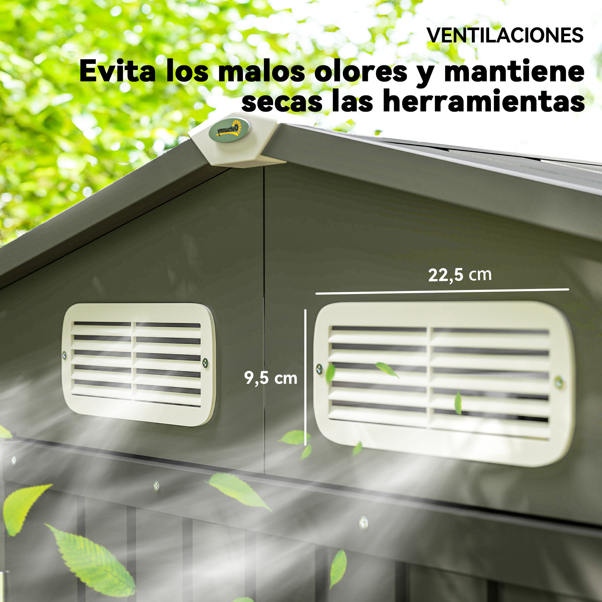 Caseta de Jardín Exterior, 2,27 m² 190x131x188 cm, Cobertizo de Jardín Exterior Metálico con 2 Ventilaciones, Puerta con Cerradura, para Almacenamiento de Herramientas, Gris
