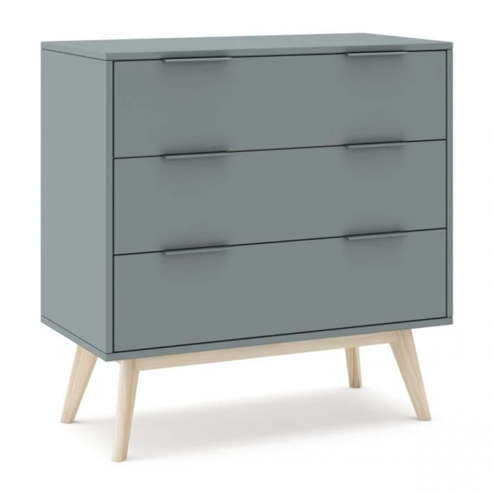 Sinfonier de 3 cajones versátiles y funcionales en verde salvia y oak soft 80x83 cm Numa Verde Salvia - Oak Soft