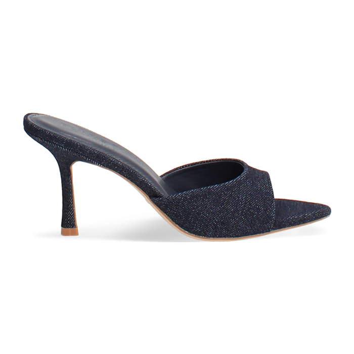 Mules open toe jeans tacco 8,5 cm