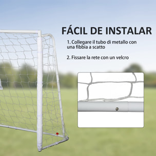 Portería de Fútbol Puerta de Fútbol con Soporte de Metal y Red para Entrenamiento de Fútbol en Jardín Aire Libre 186x62x123 cm Blanco