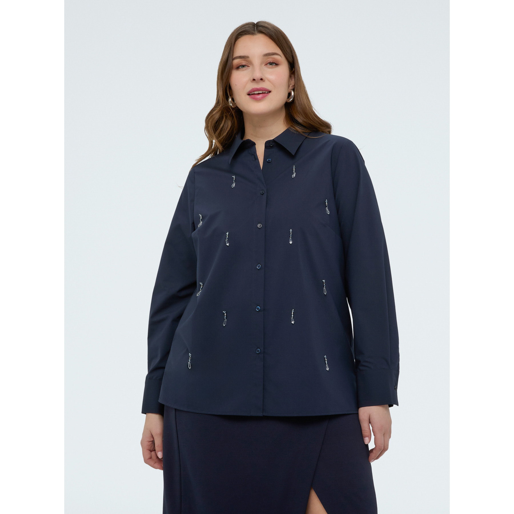 Fiorella Rubino - Camicia con applicazioni crystal - Blu