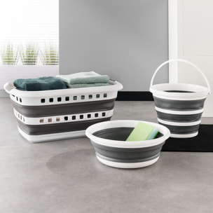 Corbeille à linge pliable 45L "Hugger" gris et blanc