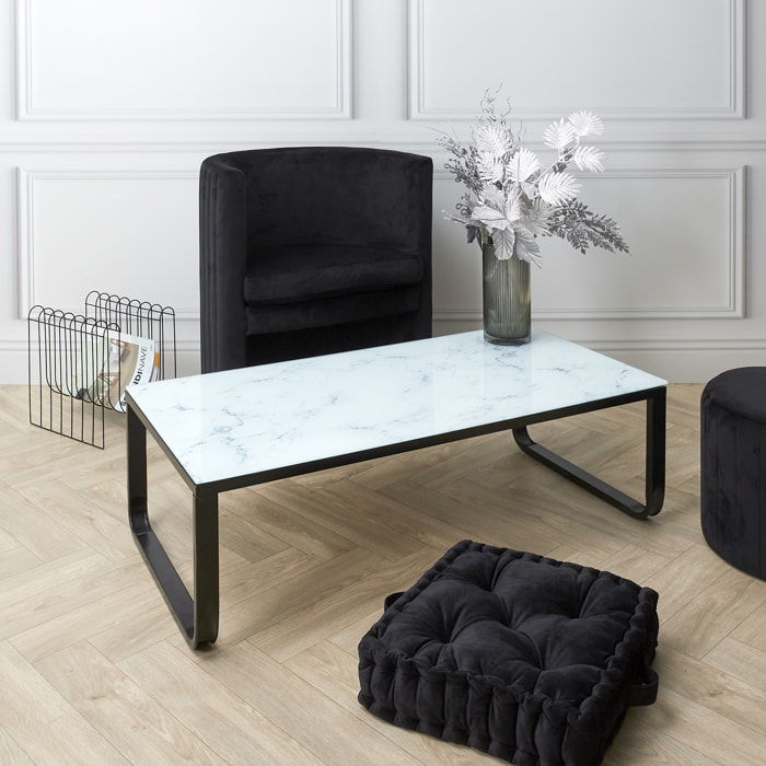 Table Basse En Verre Marble Blanc
