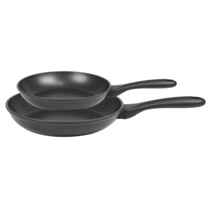 Set 2 poêles antiadhésives en aluminium poignée fixe